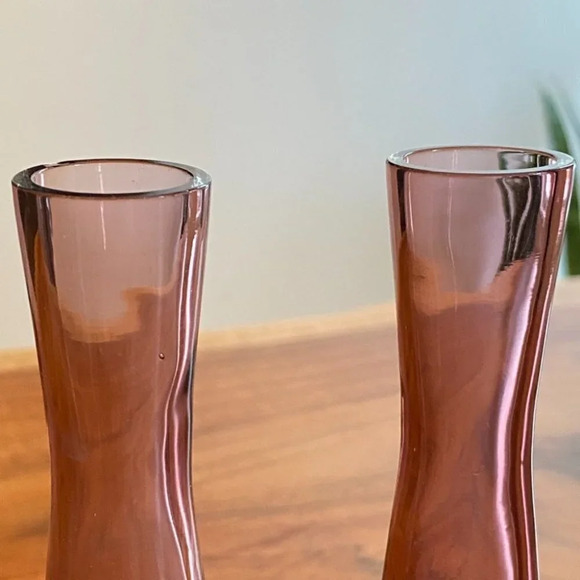 Gorgeous Krosno Poland Ameythest Art Glass Purple Vase with Clear Blown Bubble - Picture 6 of 16